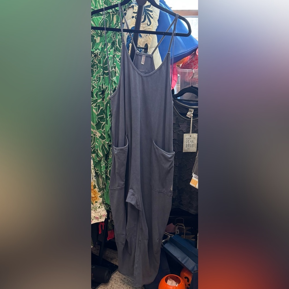 NWT Free People FP Movement Hot Shot Onesie - blue indigo navy blue grey - m - Picture 7 of 8
